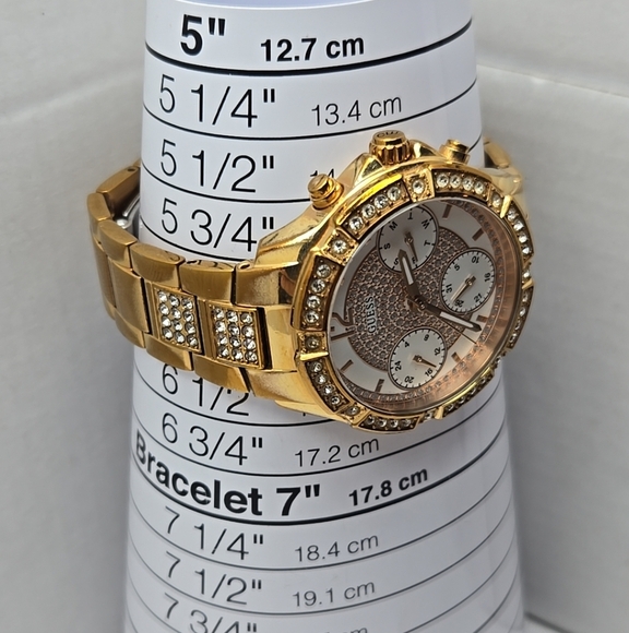Womens Guess U1071L3 Chronograph Crystals Rose Gold New Battery - Picture 6 of 10